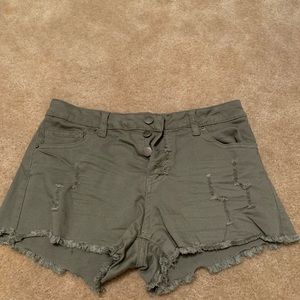 Army green women’s jean shorts